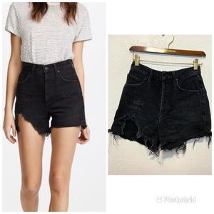 AGOLDE Dee Black Seeker High Rise Denim Shorts 25
